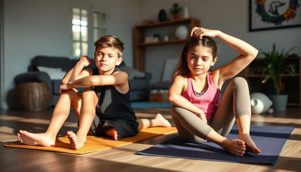 Remaja melakukan peregangan setelah HIIT